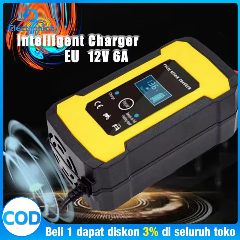 Charger Aki Motor Charger Aki Mobil Intelligent Battery Charger Aki Mobil 12V 6A  Charger Aki 12V 6A