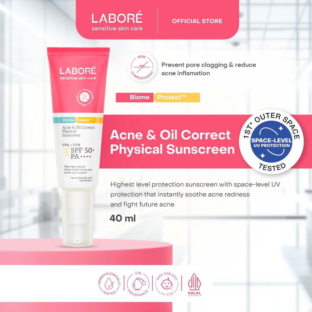 [Best Sunscreen by US Dermatologist] LABORÉ Sensitive Skin Care BiomeProtect™ Acne & Oil Correct Phy