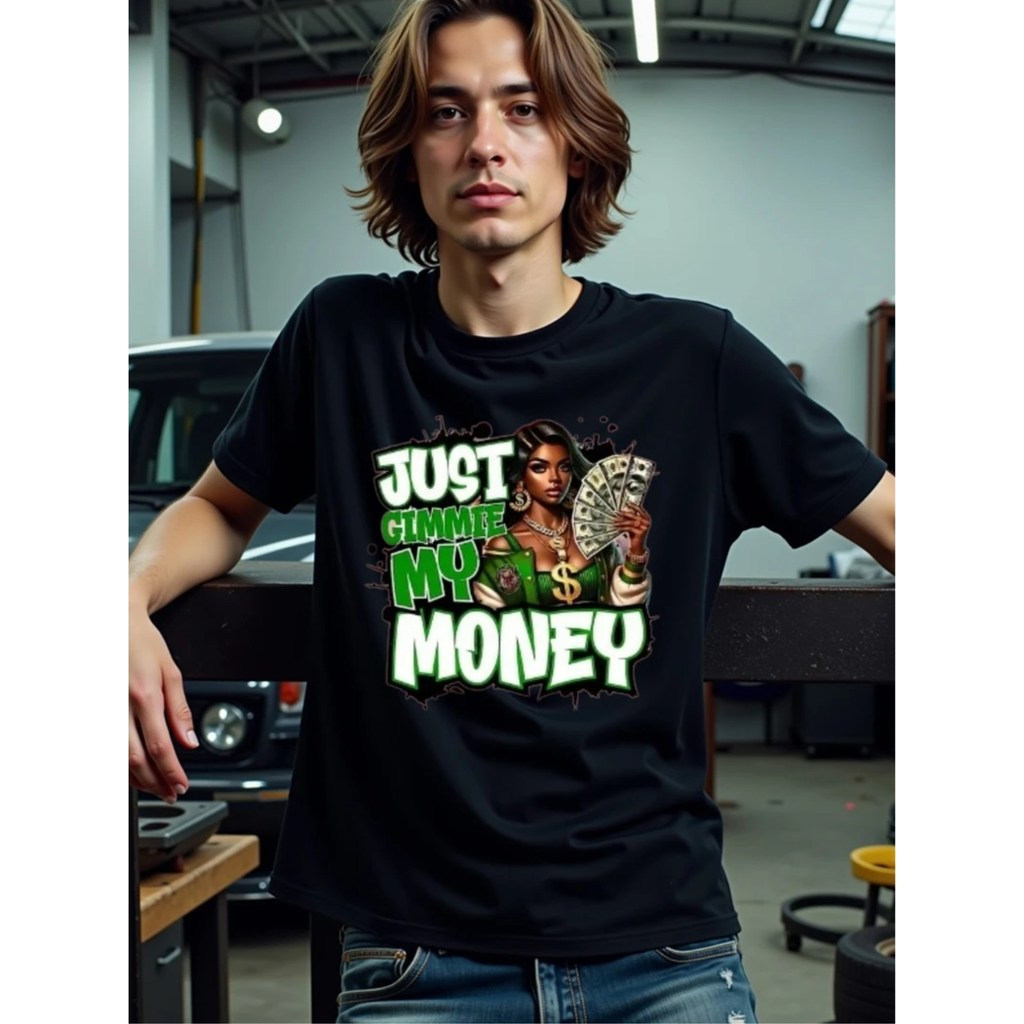 Kaos Katun Pria 3xl Bold Just Climb The Money dengan Desain Perhiasan Uang, Fit Reguler, Atasan Sant