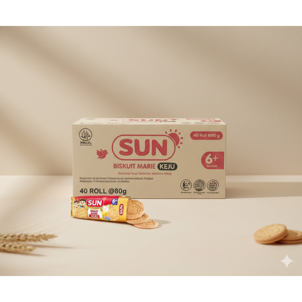 SUN Biskuit Marie Keju MPASI bayi 6 bulan isi 40 karton biskuit bayi lembut bergizi