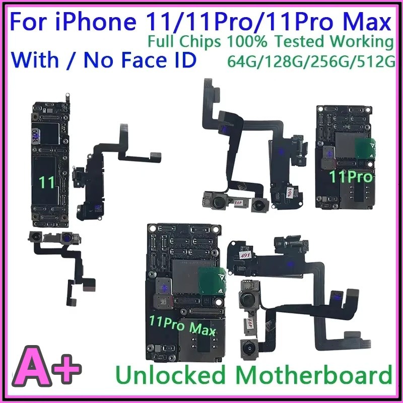 100% Tested Unlocked Mainboard For iphone 11 11 pro 11pro max Motherboard With Face ID Full ips Clea