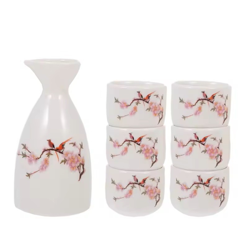 ASTARA - 7pcs/Set Chinese Teapot Set Japanese Soju Pot Keramik Teapot Set Teko Keramik Set Cangkir