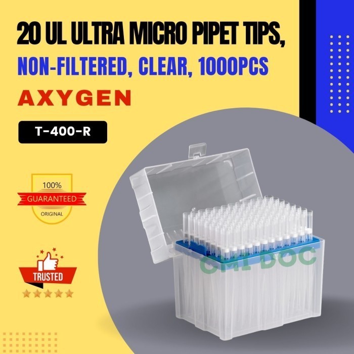 20 uL Ultra Micro Pipet Tips, Steril, Non-sterile, Clear, 96pcs/rack | AXYGEN