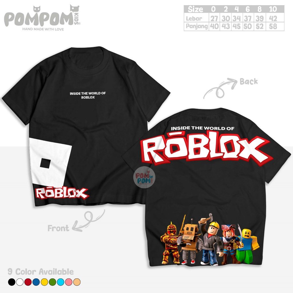 Baju Kaos Anak Roblox Minecraft Robloxs Lego Usia 0-11 Tahun| Atasan Distro Anak Bayi Remaja Laki-La
