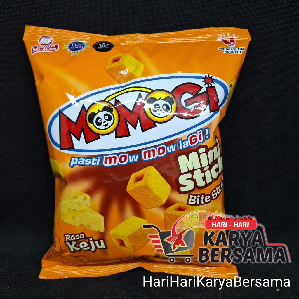 MAKANAN RINGAN SNACK MOMOGI MINI STICK BITE SIZE RASA KEJU 70GR