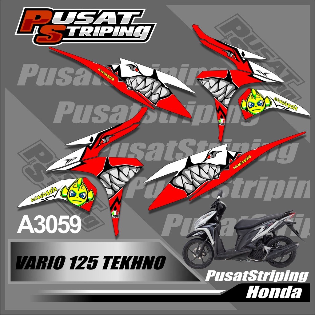 Sticker Striping Vario Techno 125 Old/lama List Variasi Hiu Semifull- Sticker Striping Motor Vario T