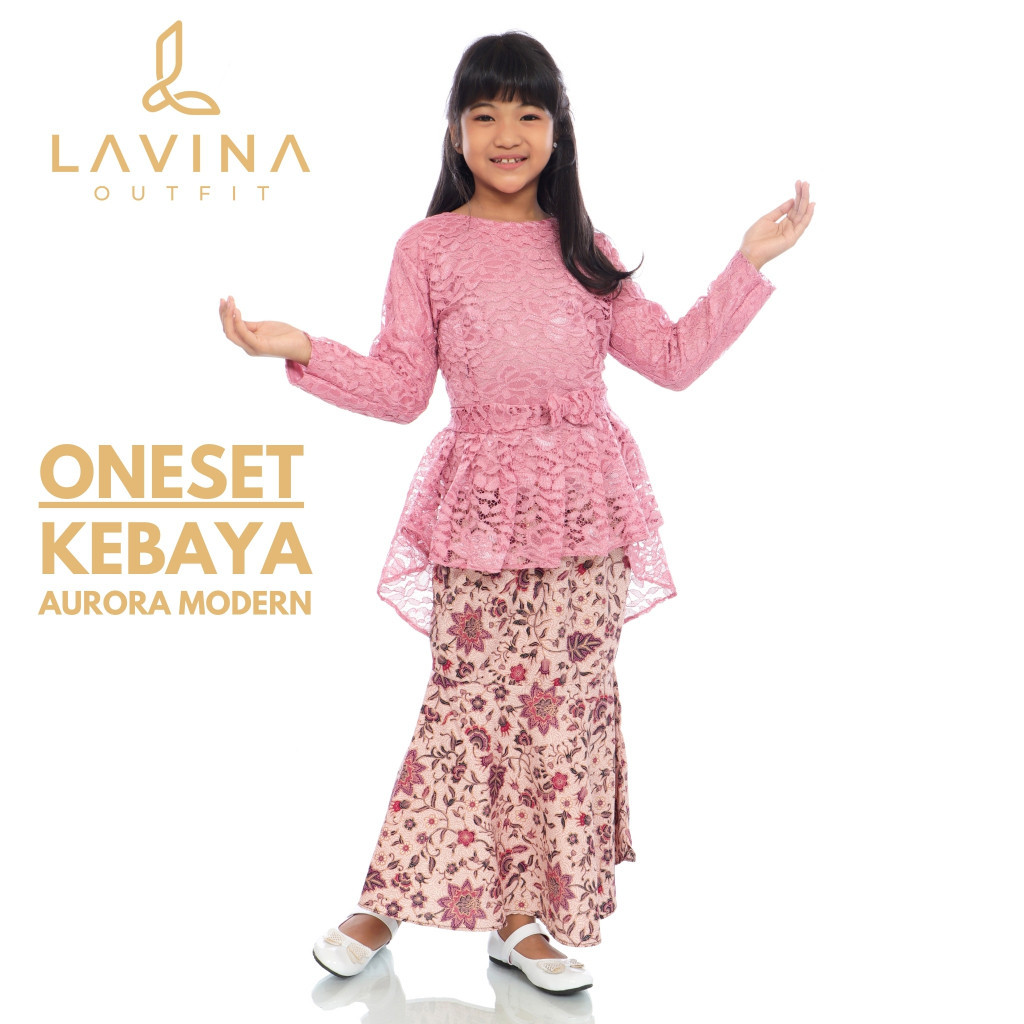 Lavina – Setelan Kebaya Brukat Anak Perempuan Pesta Modern Tutu Kondangan Wisuda Seragam Sekolah Can