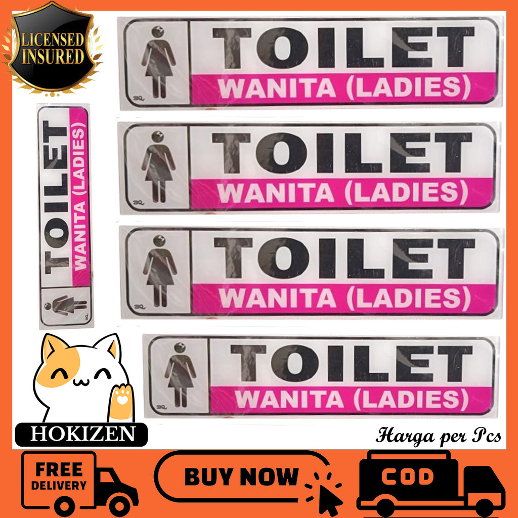 Acrylik Papan Toilet Wanita Label Akrilic Acrylic Ladies Stiker Akrilik Sign Signage Board Tanda Lar