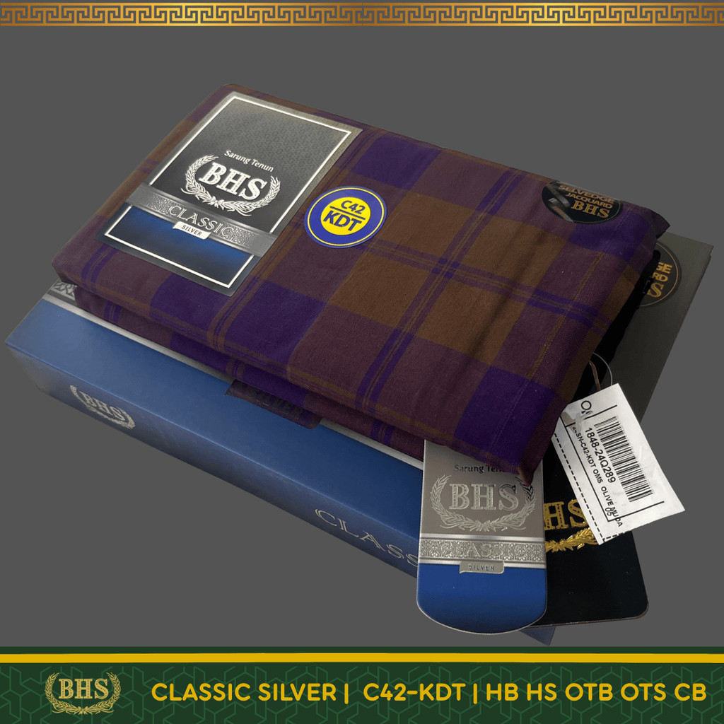 Sarung BHS Classic Silver Motif C42 KDT Selvedge Jacquard OTB (Olive Tua Besar), OTS (Olive Tua Seda