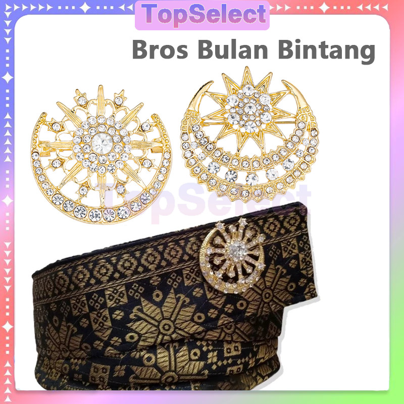 Bros Bulan Bintang / Bros Bulan Sabit Topi Kopiah Bros / Bros Bulan Bintang