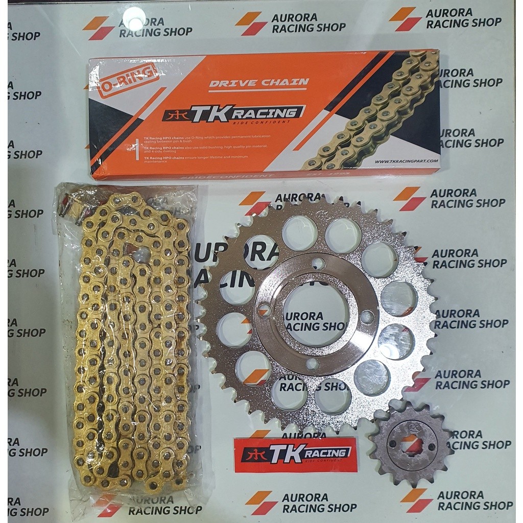 GEAR SET TK 520 HONDA TIGER & RANTAI TK ORING 520 HPO GOLD