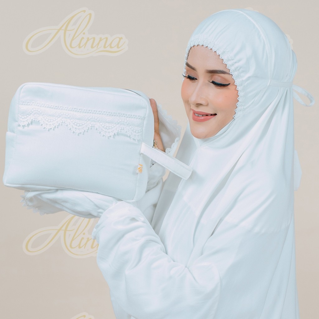 PROMO BIGE SALLE Mukena Alinna Setelan Potong Atas Bawah Berlengan Tangan Rayon Twill HQ Umroh Haji 