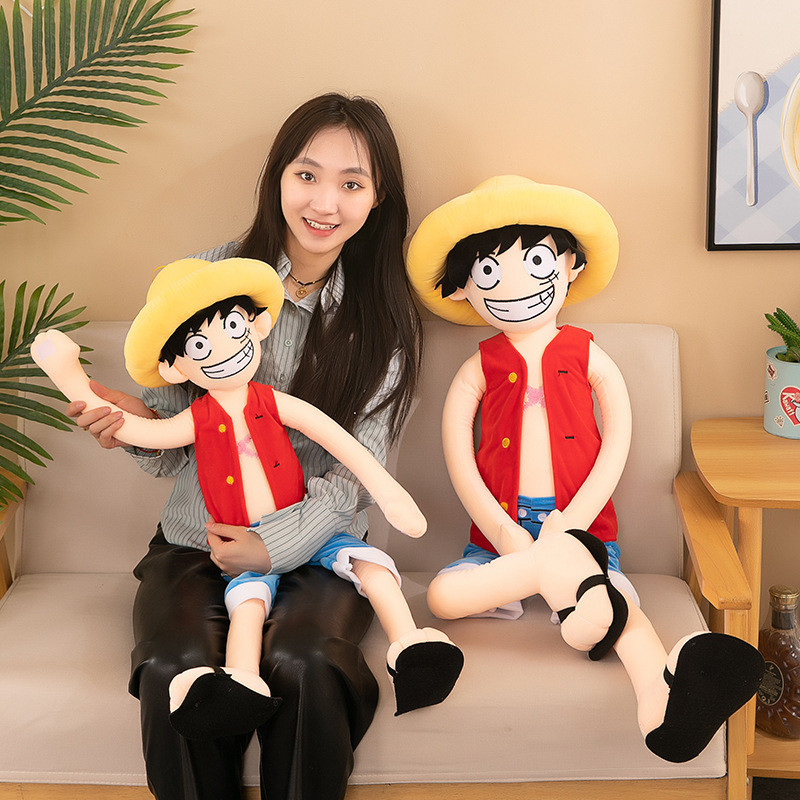 85-125Cm One Piece Cute Luffy Plush Toys Kawaii Huge Luffy Sleep Pillow Cushion Soft Stuffed Animal 