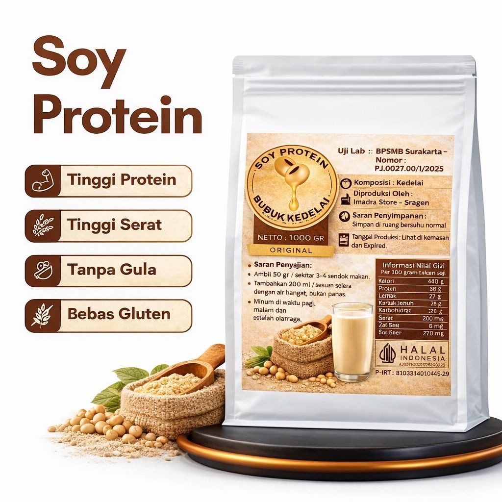 Soy Protein (1 KG) Susu Kedelai Bubuk Suplemen Tinggi Protein