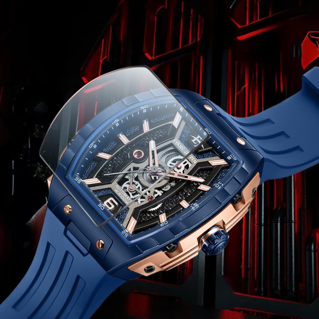 Jam tangan  Evans Jayden Jam Tangan Pria 9610 Rubber Automatict Kaca Safir Chrono  5ATM