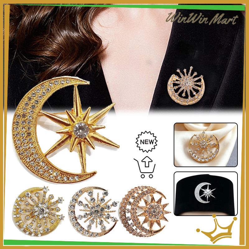 1PCS Bros Bulan Bintang/Bros Kristal Korea Bros Mewah