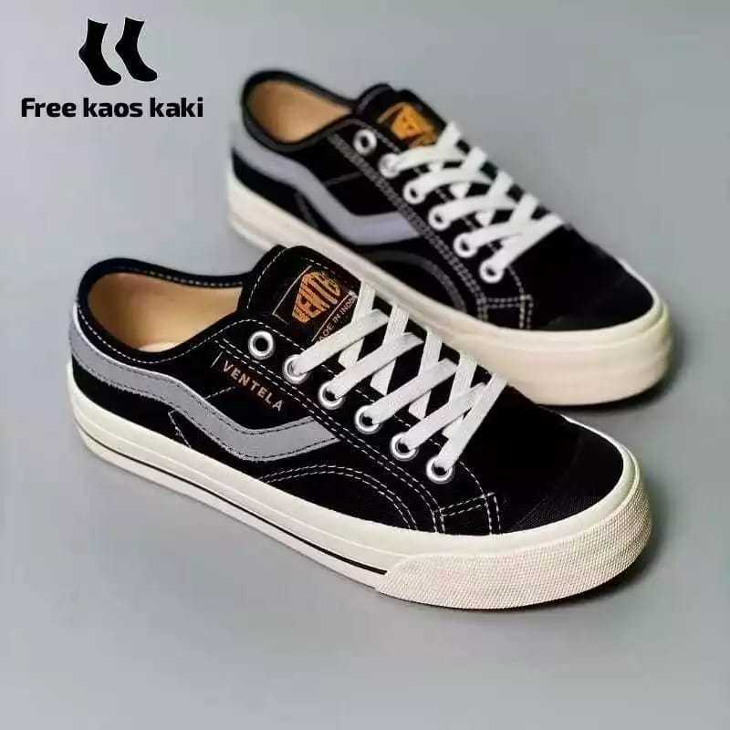 Promo sepatu ventela new public low black natural sneakers nyala pria wanita termurah