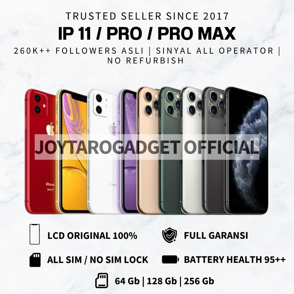 iPhone 11 - 11 Pro - 11 Pro Max 64gb 128gb 256gb second fullset Lcd Original 100% No Rekondisi No Re