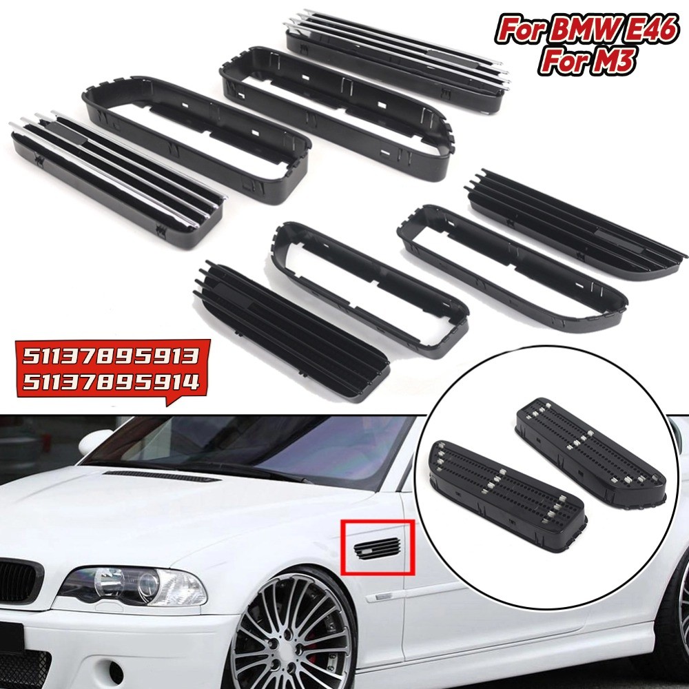 ABS Car Side Grill Fender Vent Grille For BMW E46 For M3 2001-2006 51137895913 51137895914 511326946