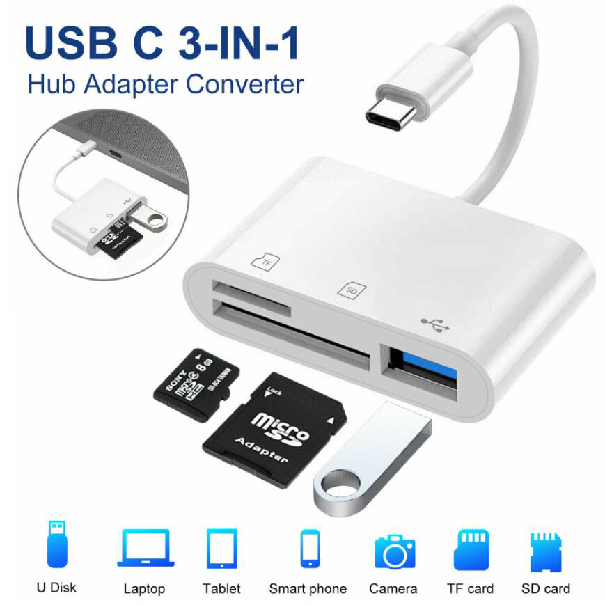 Card Reader 3in1 Type C 3.0 USB Hub MicroSD - Card Reader MicroSD Type C - OTG Card Reader Type C - 