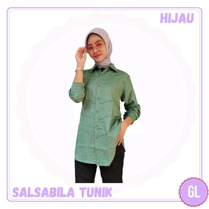 Tunik Salsabila Baju Atasan Tunik Wanita - HIJAU., L