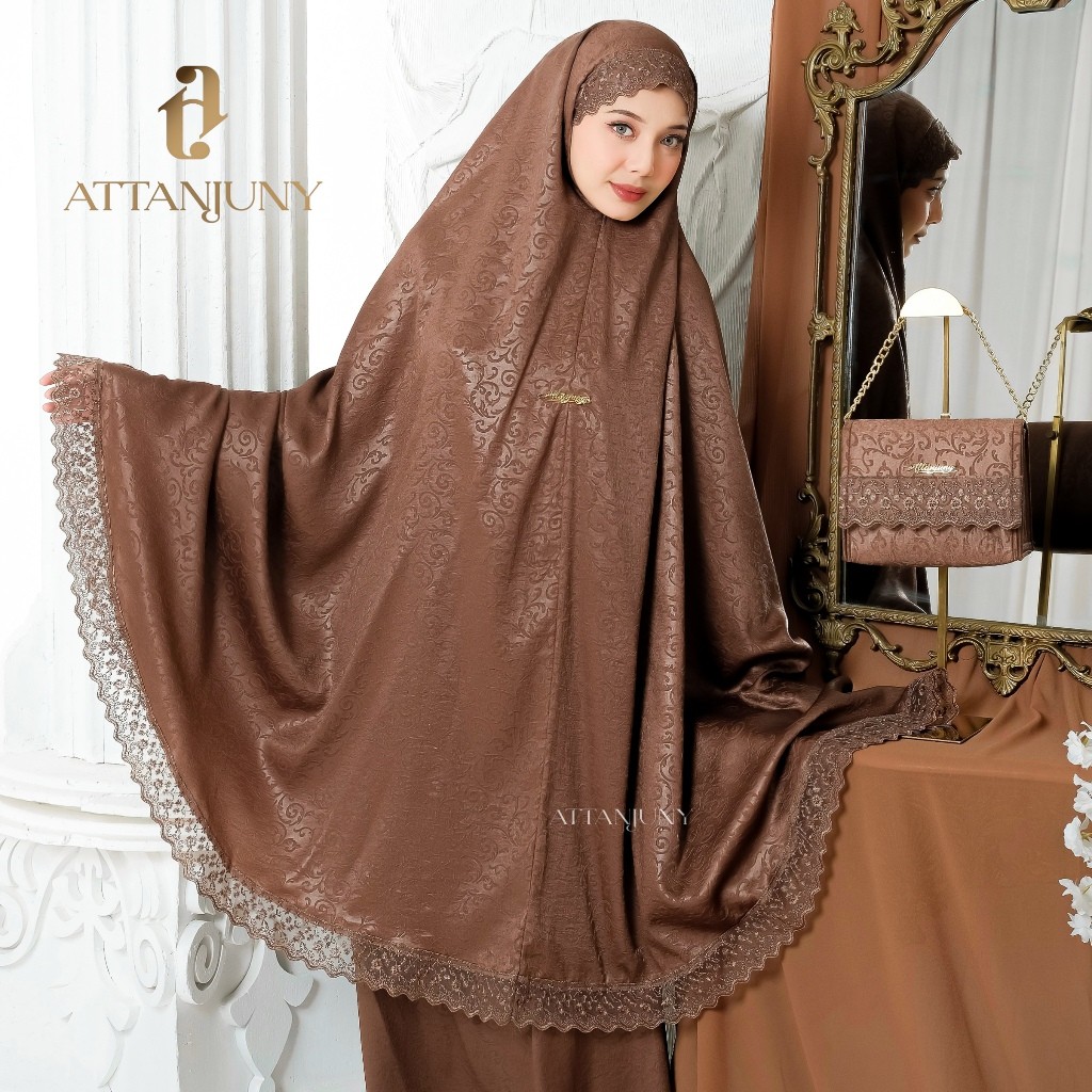 BELI 1 GRATIS SAJADAH ATTANJUNY - Mukena Dewasa Santorini Silk Premium Renda Mewah Queenara Series