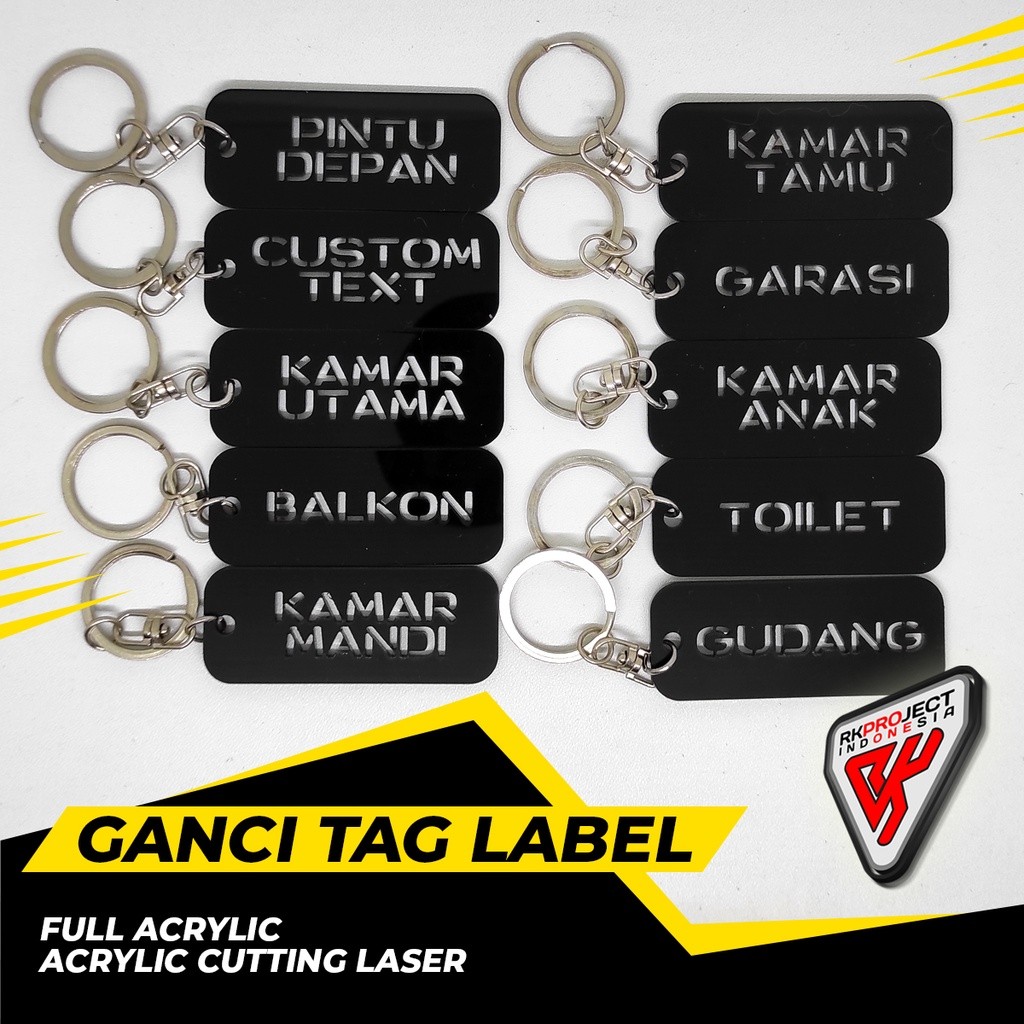 Gantungan Kunci Label Akrilik Custom Laser Presisi