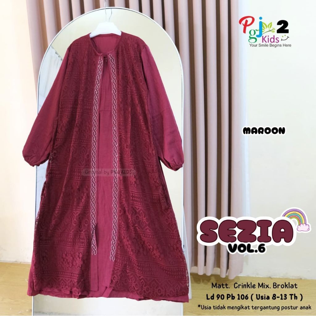 0402    Sezia Vol.6 gamis outer brokat muslim anak perempuan by PGJ ORIGINAL BRAND SOLO