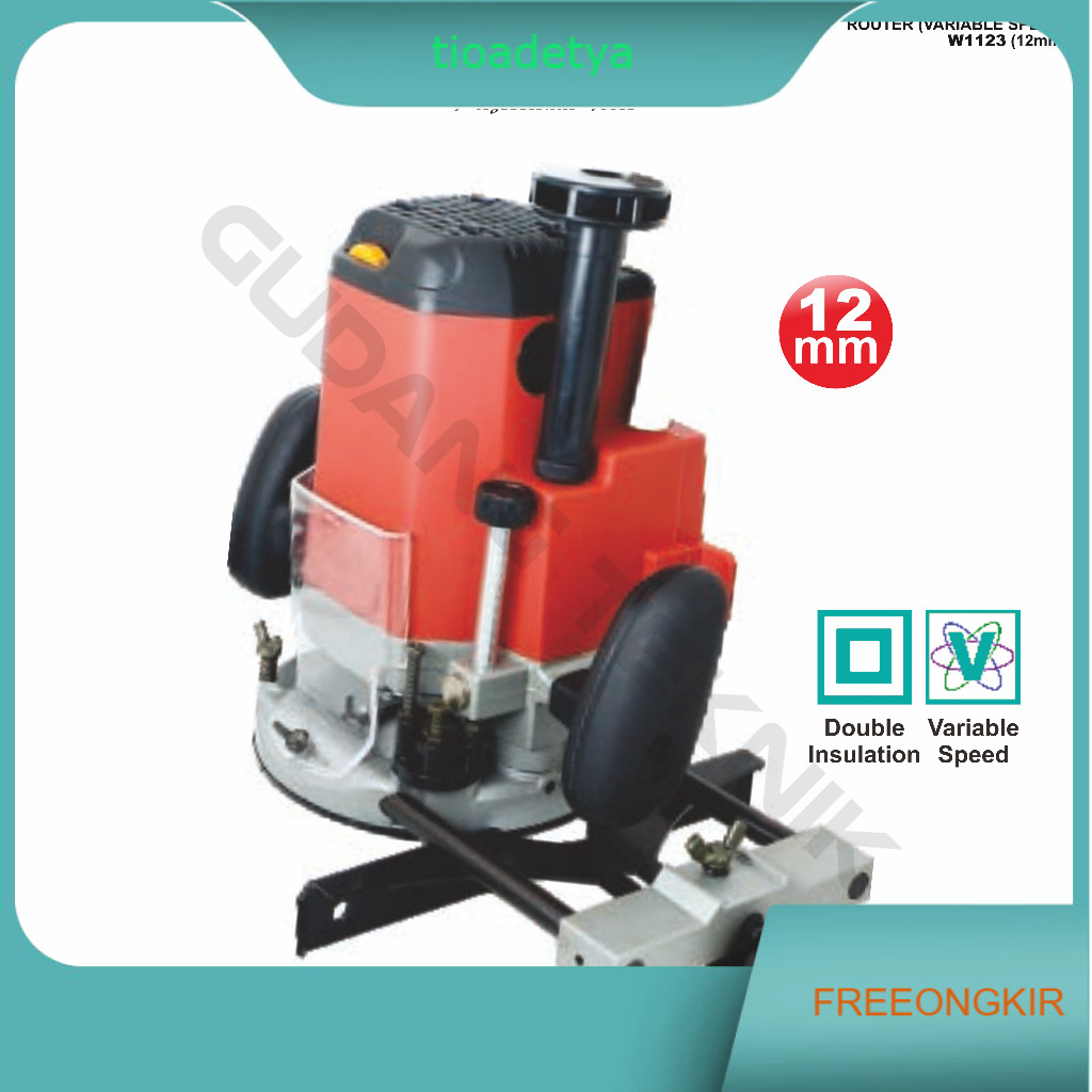 Mesin Trimmer Router 12 mm WIPRO W-1123 / Mesin Trimer Profil Kayu W 1123 - Wood Trimer Variable Spe