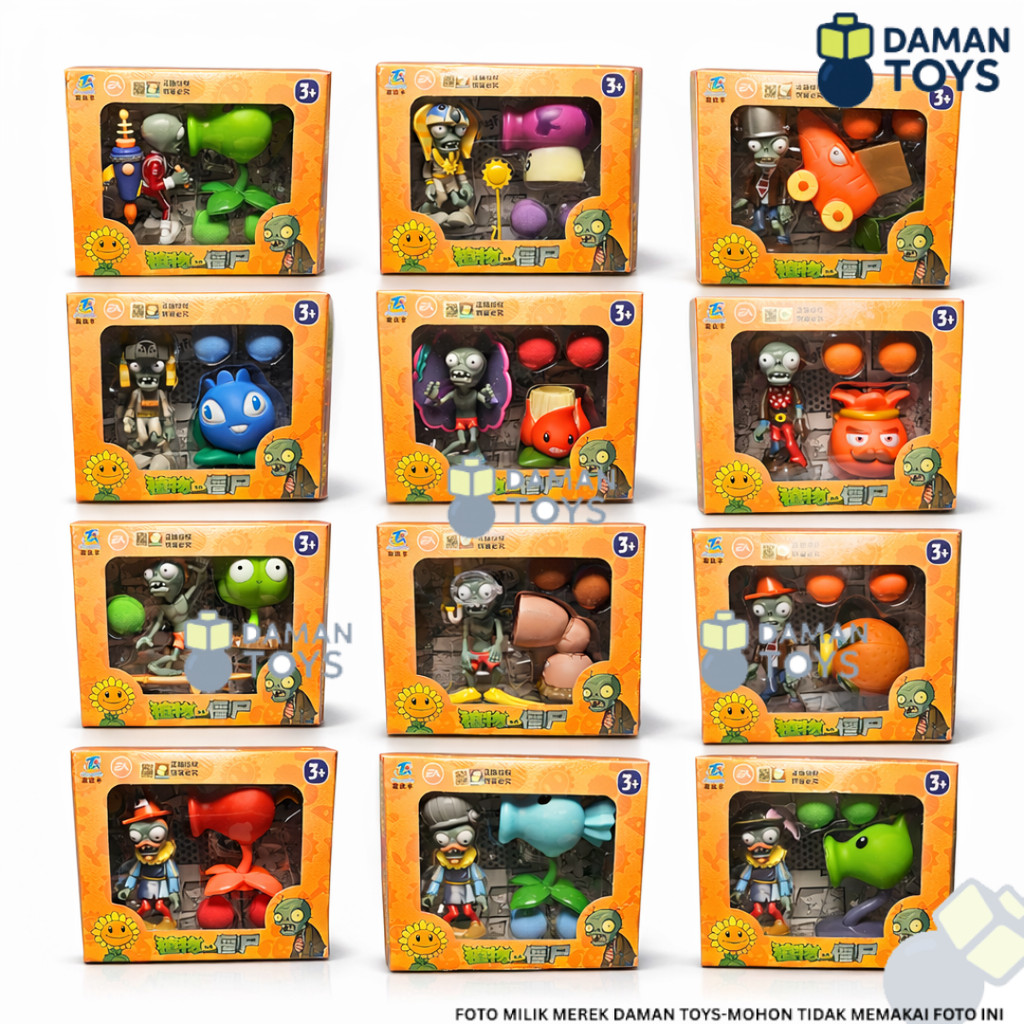 Figure Plants vs Zombies 2 Peashooter Chomper Electric Pea Shooter - Mainan Anak Plant vs Zombie