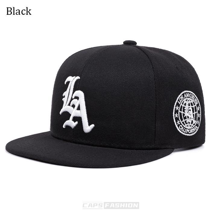 Topi Snapback Sulaman LA Fashion Distro Baseball untuk Pria Wanita - Ukuran Besar - Black
