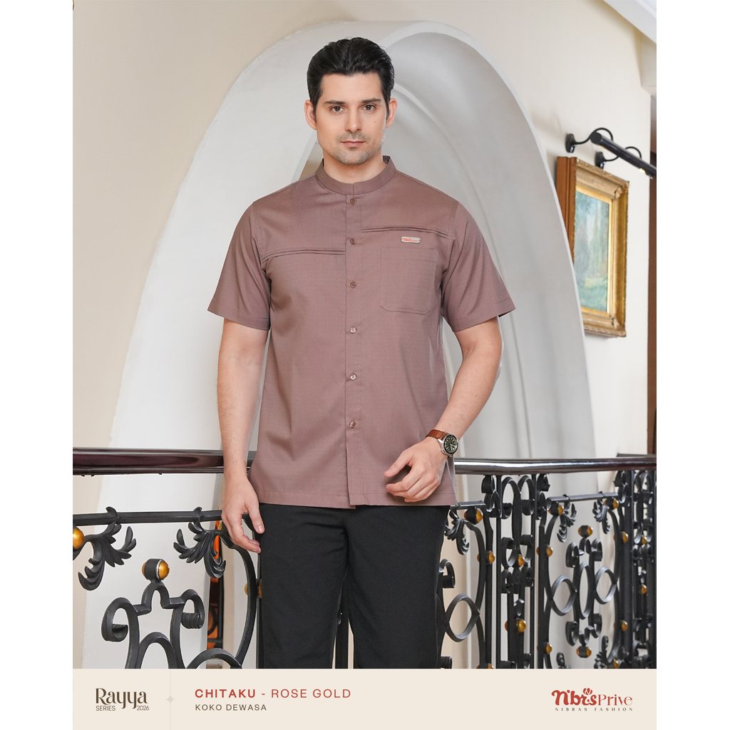 Sarimbit CHITAKU Rose Gold Koko Dewasa Keluarga Gamis Anak Setelan Dress Rayya Series NBRS
