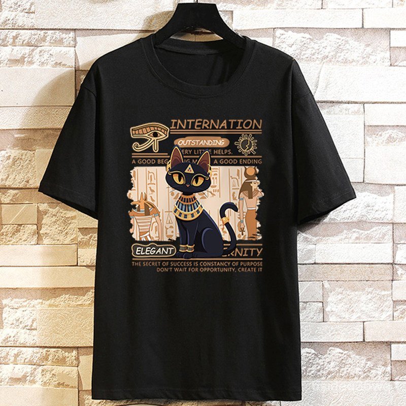 Kaos Motif Kucing Persia Mesir Kucing Peliharaan Viral Eropa Musim Dingin Street Fashion COD