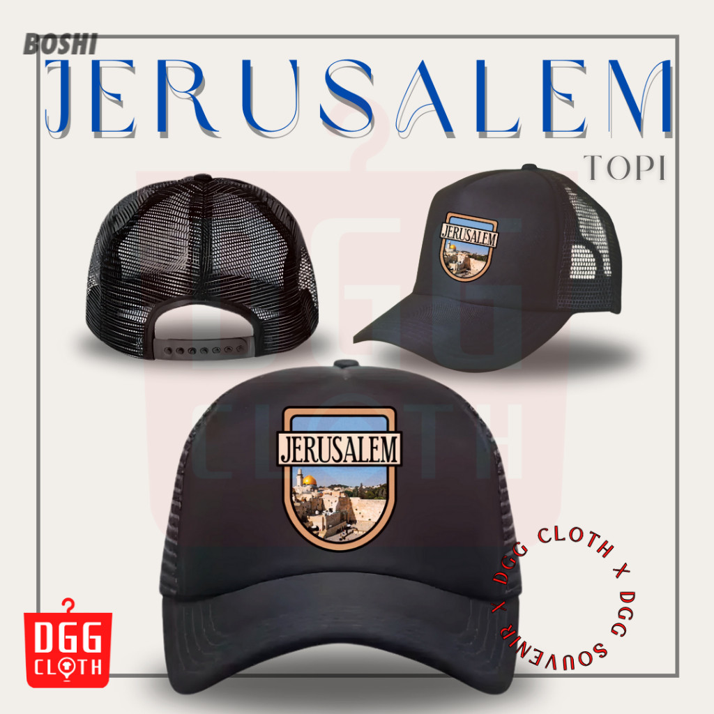 DGGCloth Topi Souvenir Negara Jerusalem  - Topi Trucker Oleh Oleh Jerusalem