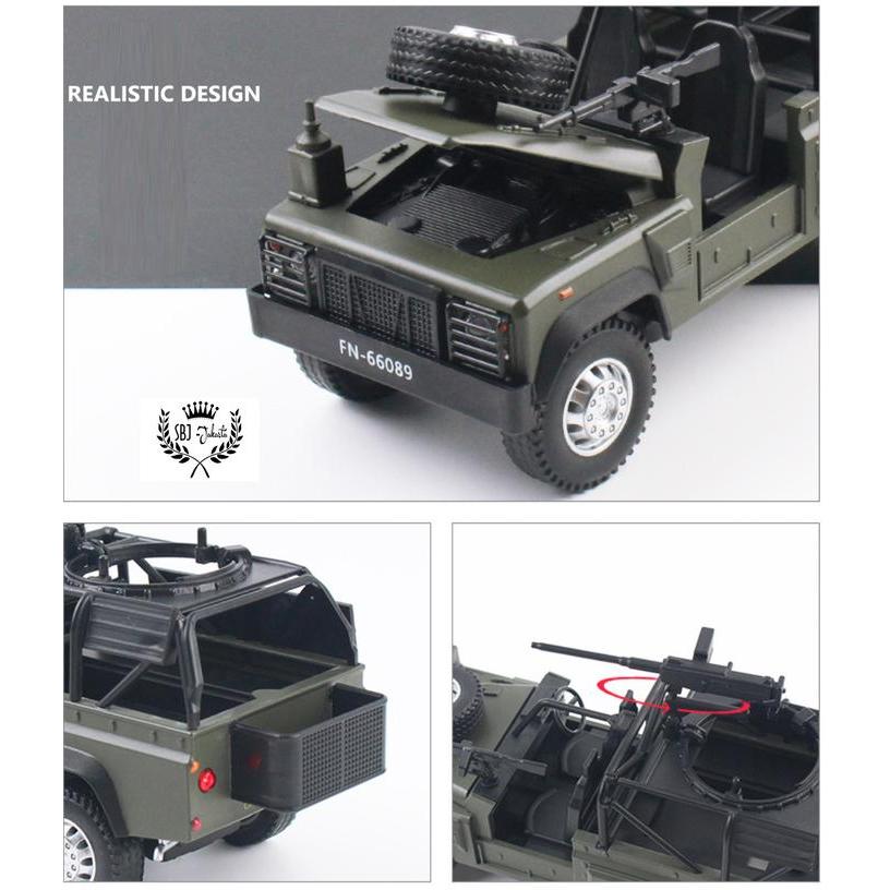 Diecast Military Landrover defender army offroad vehicle Skala 1:32 - Green Army