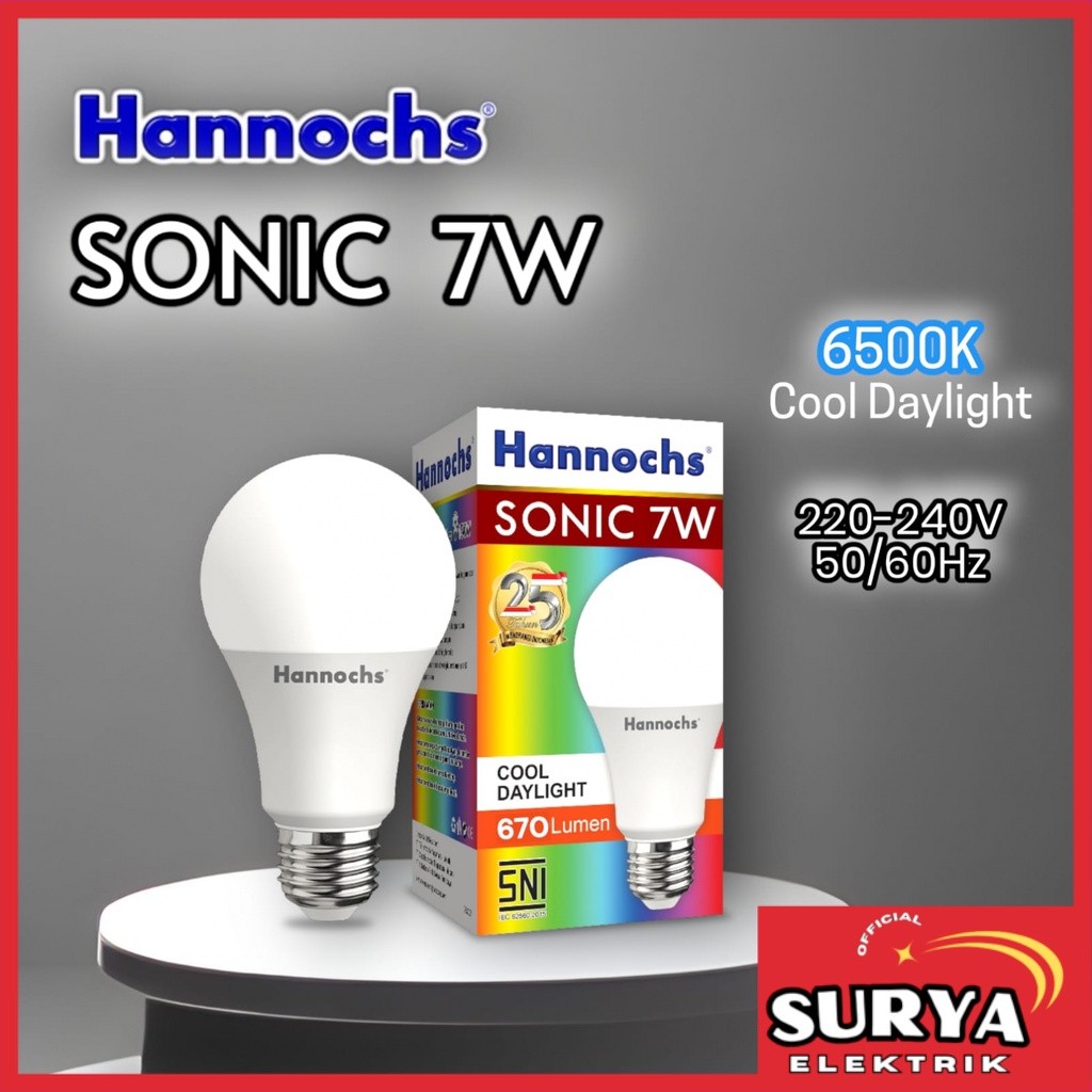 Bohlam Lampu HANNOCHS SONIC LED 7 Watt Cool Daylight / Warm White SNI