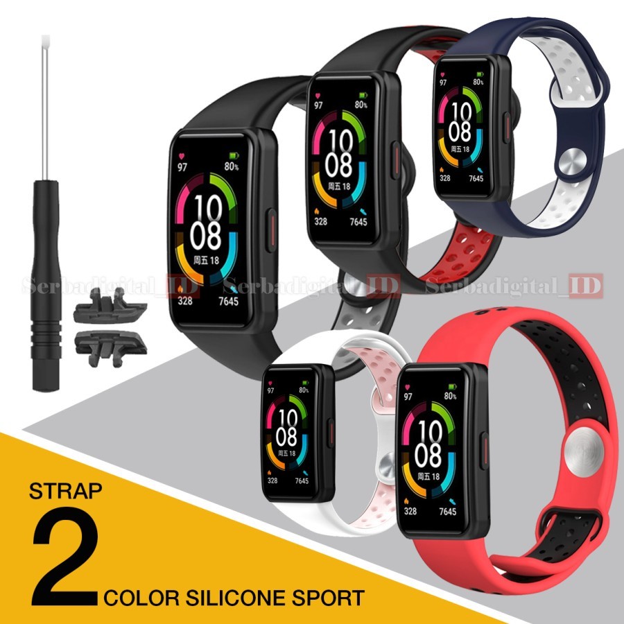 BEST =Acessories Watch= Silicone Strap/Tali Jam Tangan/Rubber 2 Color for Huawei band 6 / Honor Band