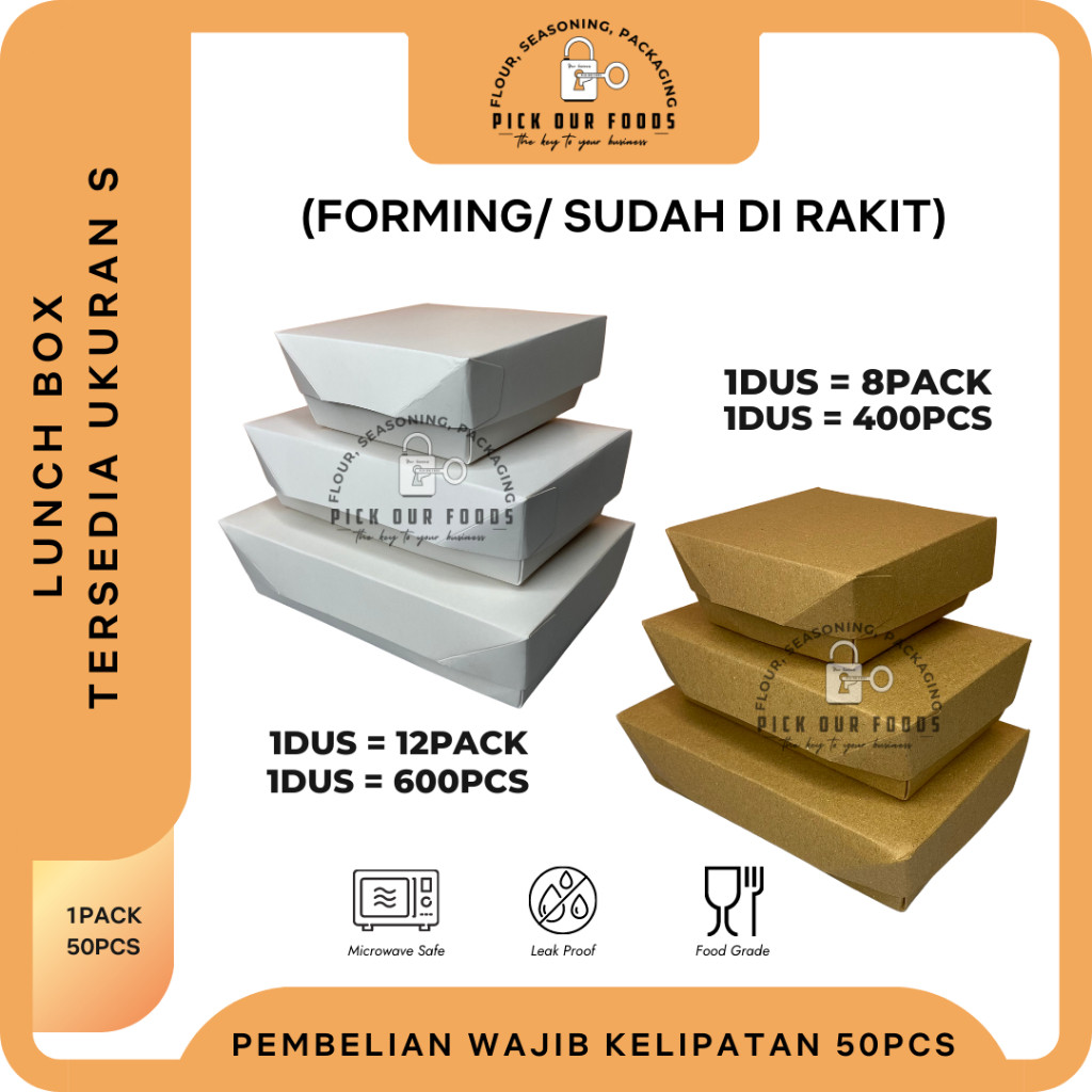 Ayumi Shop - Paper lunch Box ukuran S / Box Burger /  Lunch Box M / Lunch Box L