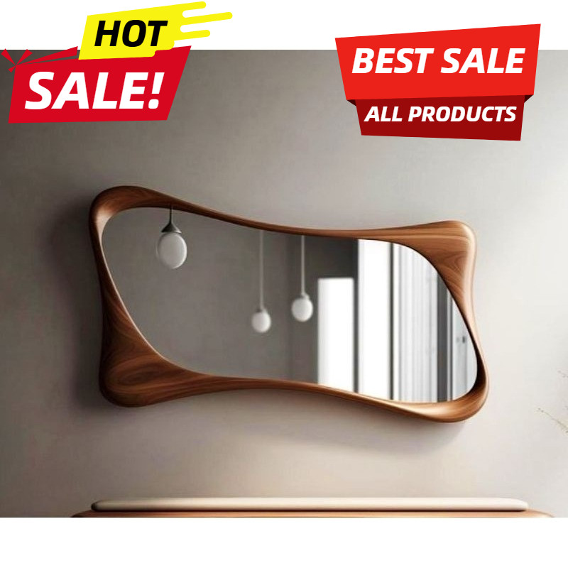 Cermin Gantung Dinding Kayu Jati Retro | Cermin Dinding Vintage Frame Jati Solid Jepara