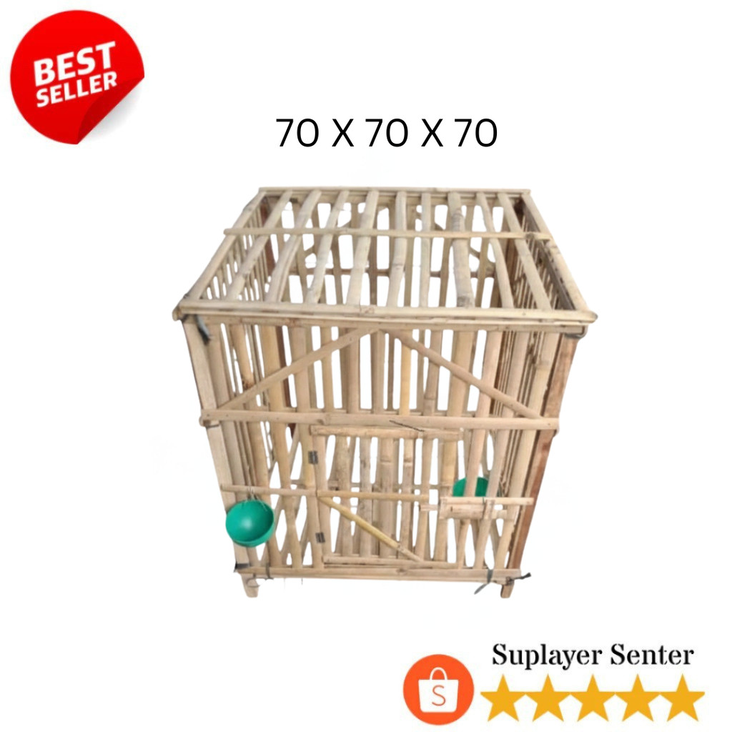 Kandang Ayam Jago & Kelinci Bambu 70x70x70 Bongkar Pasang Premium
