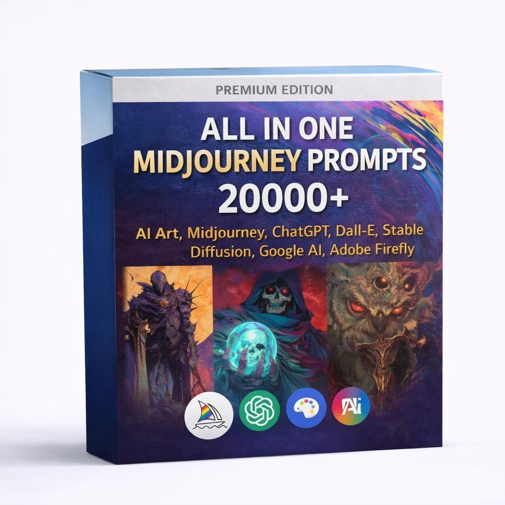 ALL IN ONE MIDJOURNEY PROMPTS 20000+ | AI Art, Midjourney, ChatGPT, Dall-E, Stable Diffusion, Google