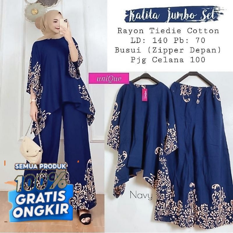 JUMBO / Setelan Waka Kalita Jumbo Set Ori Naura Megumi Set Size Jumbo Busui Resleting Wanita Dewasa 