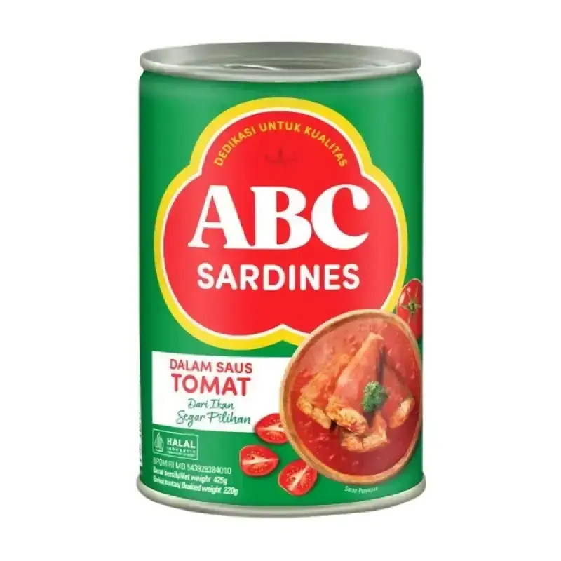 SARDINES SARDEN ABC 155GR KALENG KECIL SAUS TOMAT CABAI EXTRA PEDAS HALAL IKAN SARDEN