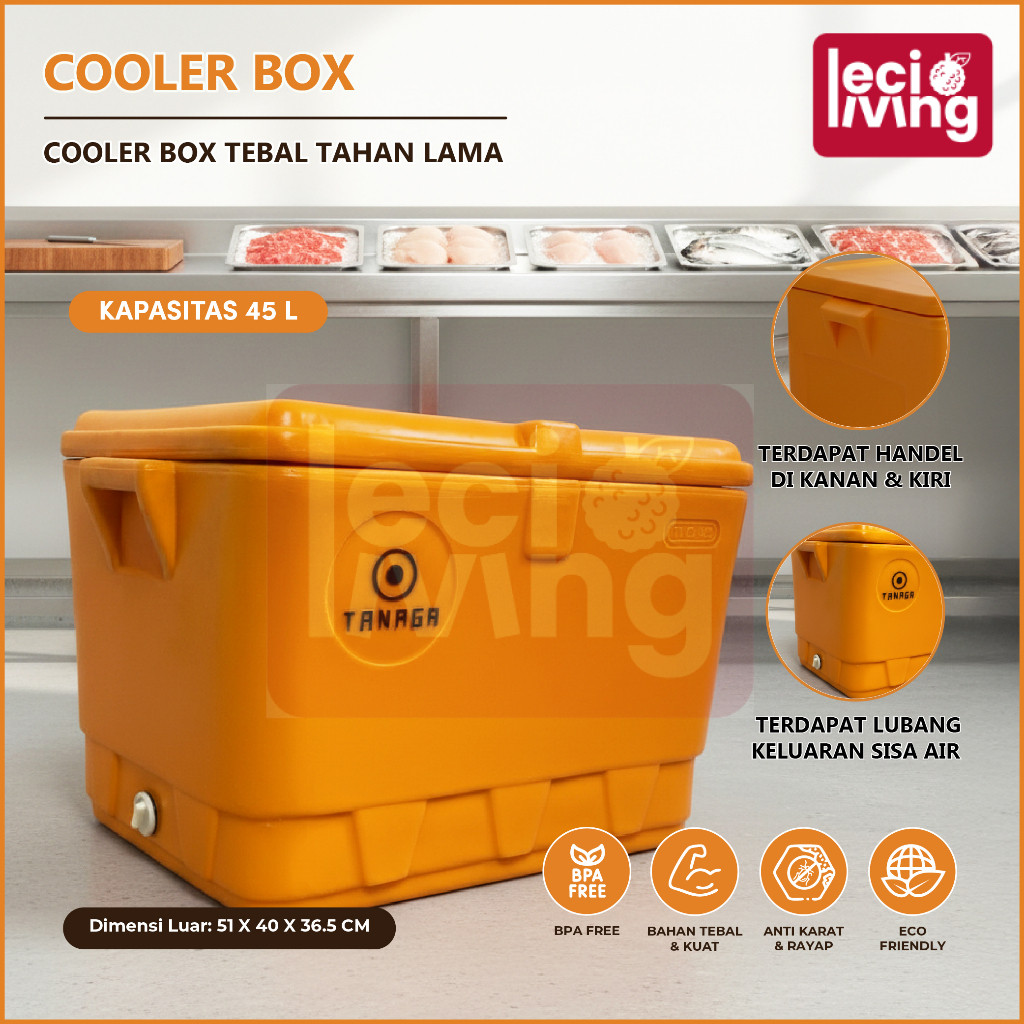 COOLER BOX 45L - Container Box / Termos Es Kotak / Ice Box / Tempat Es Batu / Daging / Ikan