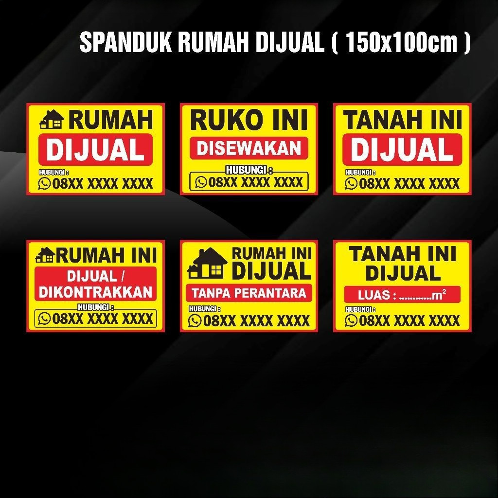 [ 150x100cm ] Spanduk custom rumah Tanah di Jual / Rumah Dijual / Kios Disewakan