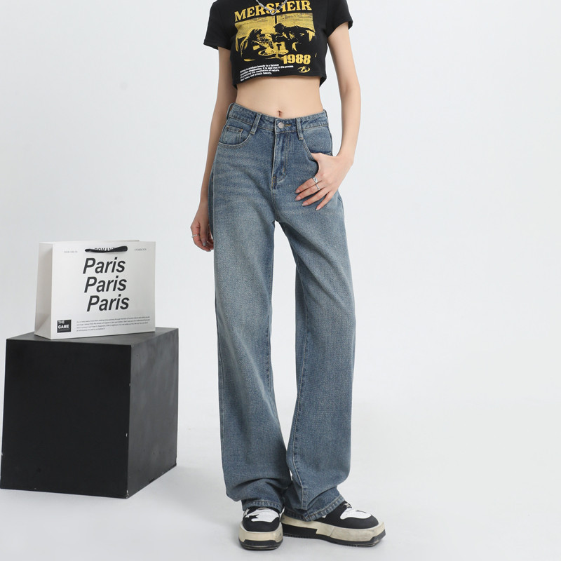 Jeans wanita pinggang tinggi leg panjang warna terang musim semi-musim panas 2026 model baru untuk t