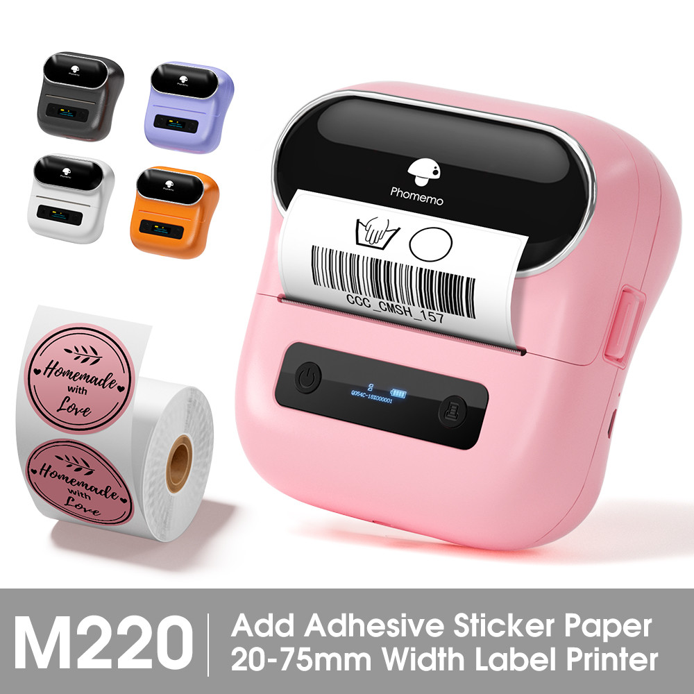 Phomemo Label Printer M220 Label Maker Mini Barcode Label Printer Wireless Portable Sticker Label Ma