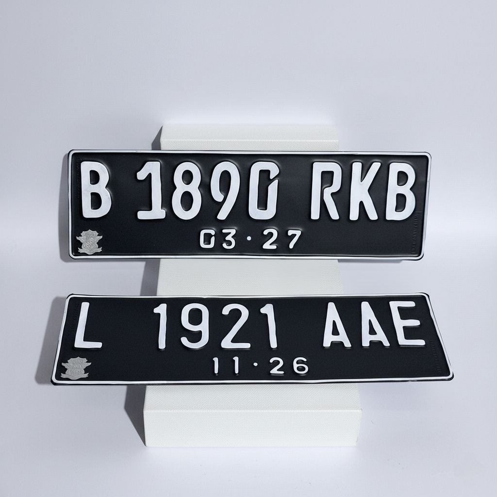 Warung Plat Mobil Standar Samsat Custom - Logo Polri Timbul - Plat Nomor Mobil - Plat Mobil Custom W