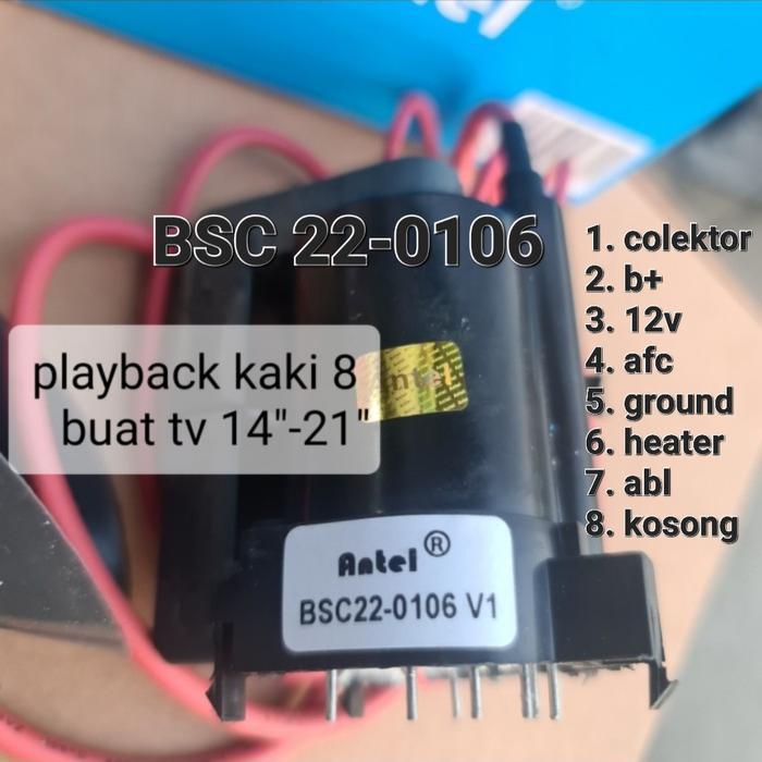 playback flyback tv tabung bsc22-0106 bsc 25 22-0106 kaki 8 pin 8pin - BSC 22-0106