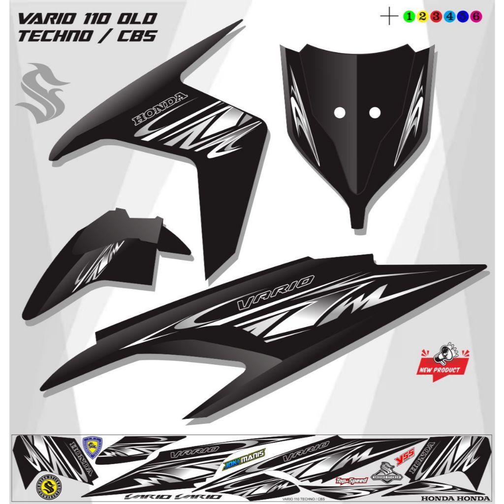 STICKER MOTOR STRIPING STICKER POLET MOTOR VARIO 110 TECHNO OLD